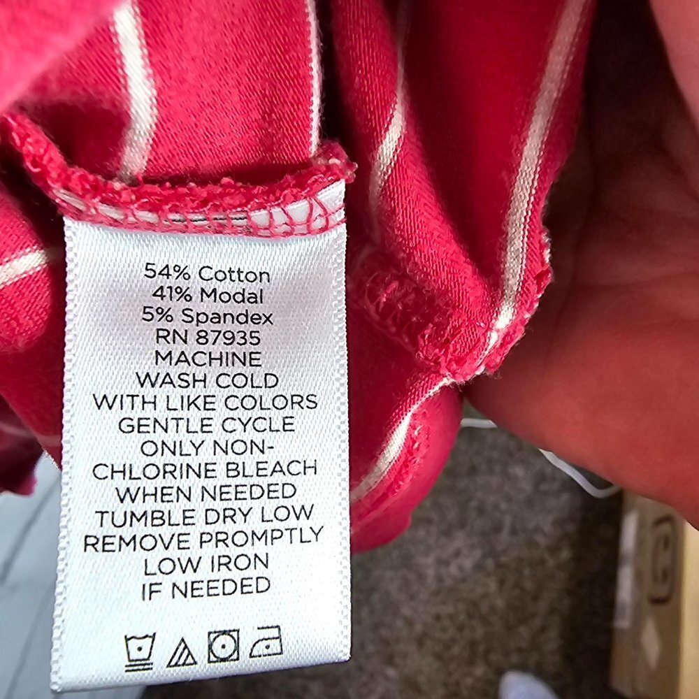 Susan Graver Coral Striped 3/4 Sleeve Shirt - Picture 4 of 4